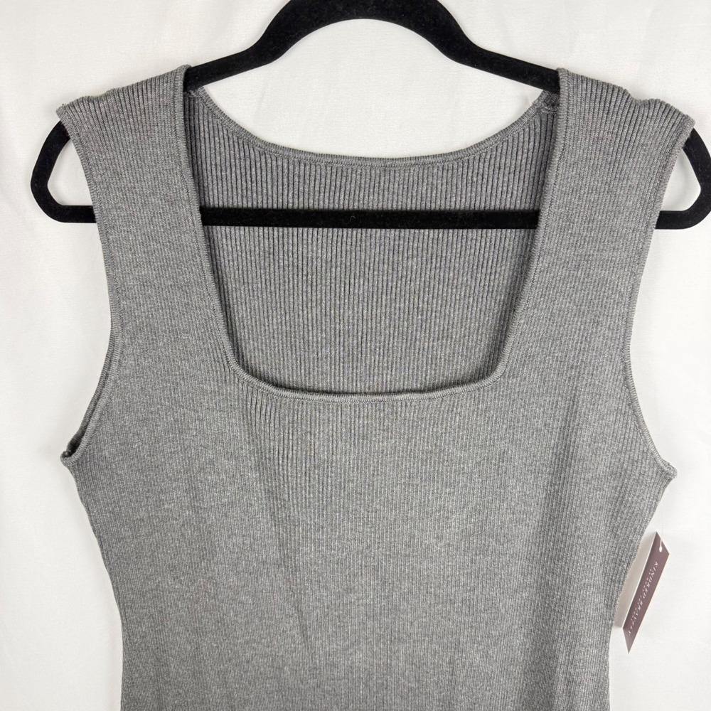 NEW Kindred Bravely Gray Ribbed Nursing‎ Maternity Midi Dress 1X Capsule Minimal - Picture 2 of 8